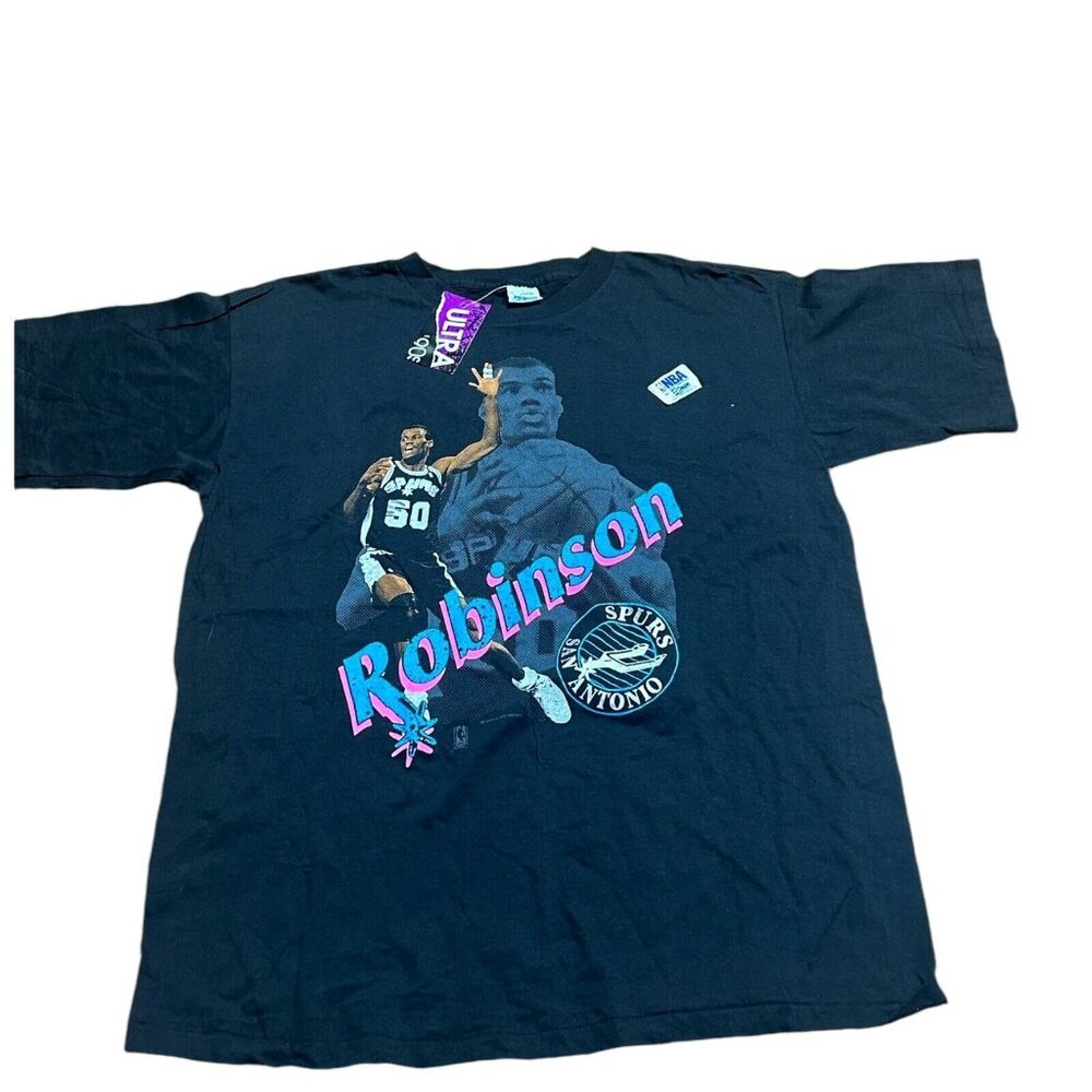 David Robinson San Antonio Spurs Salem NBA T-shirt Black USA Size M New 1990’s